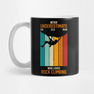 Vintage Retro Never Underestimate An Old Man Rock Climbing Mug